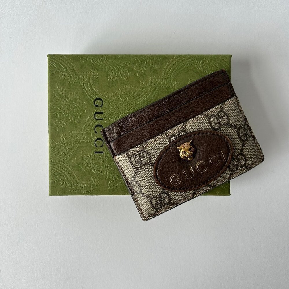 GUCCI SIGNATURE NEO VINTAGE GG SUPREME CARD HOLDER WALLET - Picture 1 of 6
